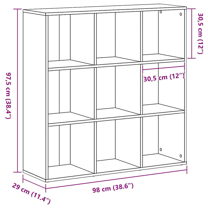 bogskab sort egetræ 98x29x97,5 cm konstrueret træ