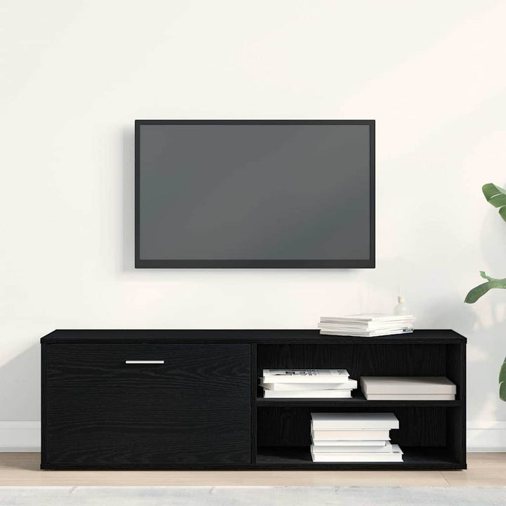 TV-skab sort egetræ 120x34x37 cm konstrueret træ