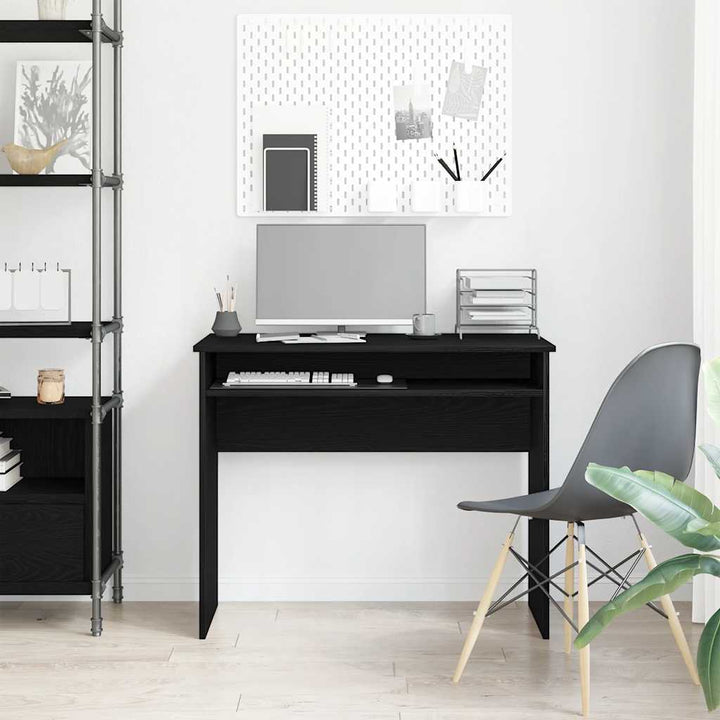 skrivebord 90x50x74 cm konstrueret træ sort egetræsfarve