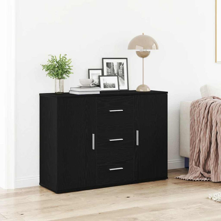 skænk 91x29,5x65 cm konstrueret træ sort egetræsfarve