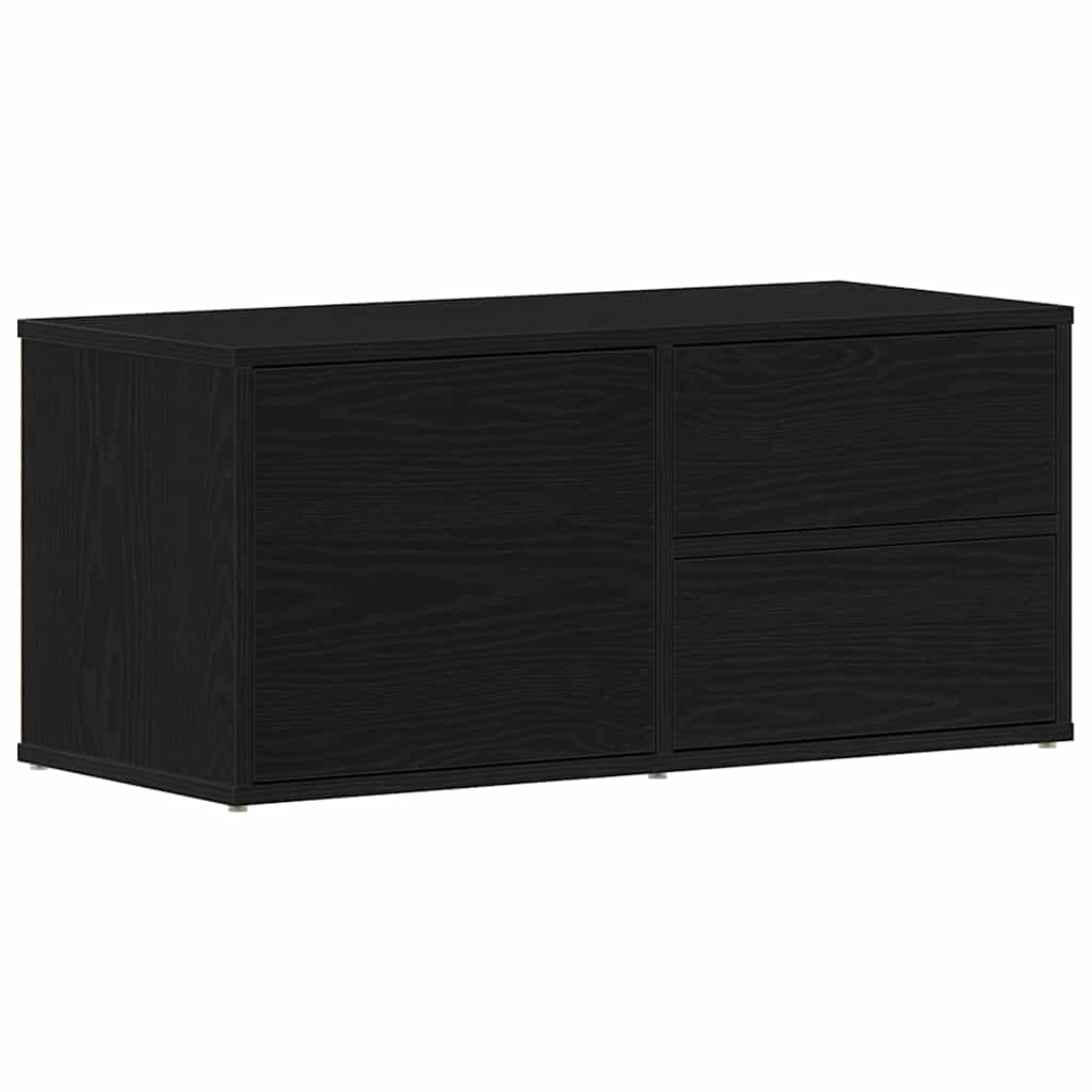 TV-skab med skuffe Sort eg 80 x 34 x 36 cm Konstrueret træ