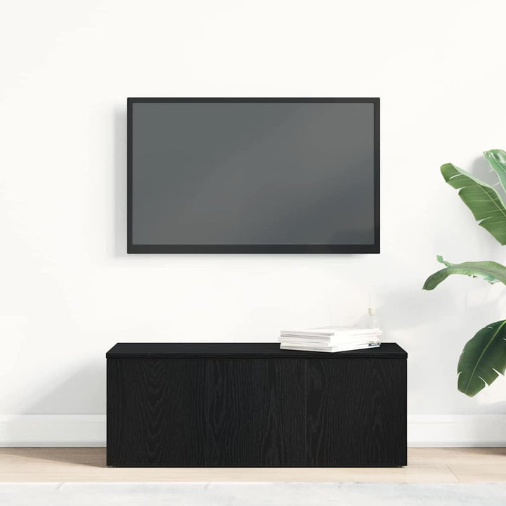 TV-skab med skuffe Sort eg 80x34x30 cm Konstrueret træ