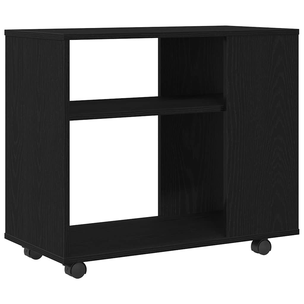 sidebord sort egetræ 70x35x60 cm konstrueret træ