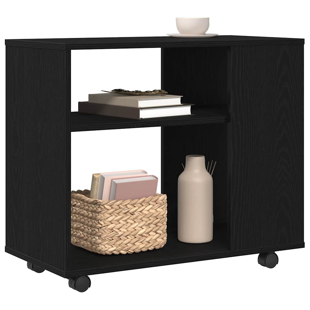 sidebord sort egetræ 70x35x60 cm konstrueret træ