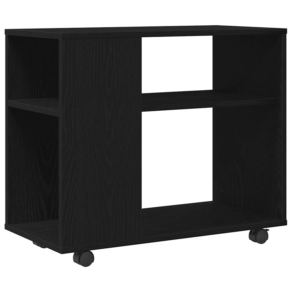 sidebord sort egetræ 70x35x60 cm konstrueret træ