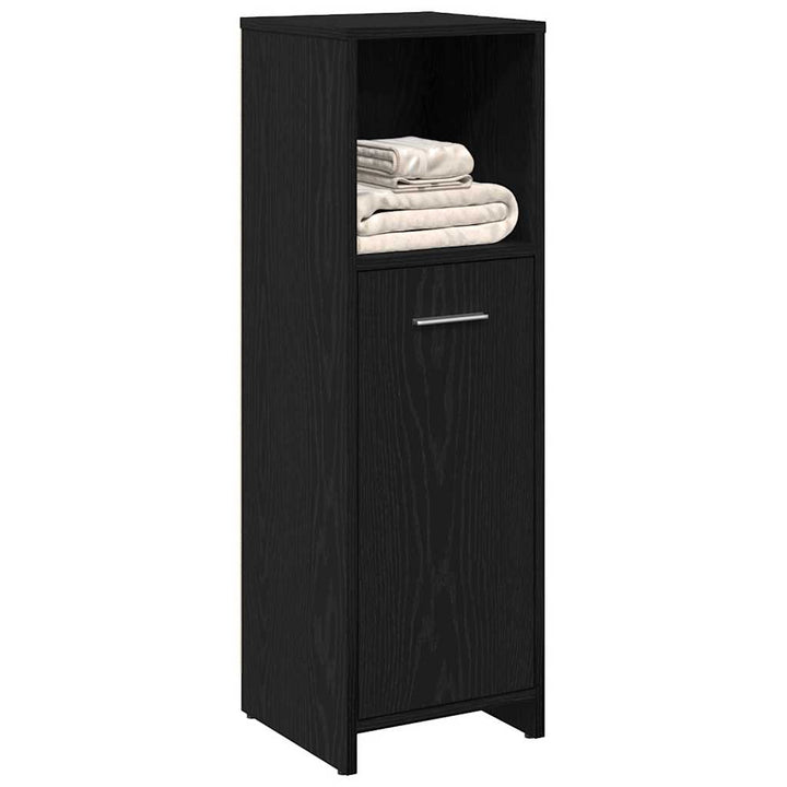 badeværelsesskab sort egetræ 30x30x95 cm konstrueret træ