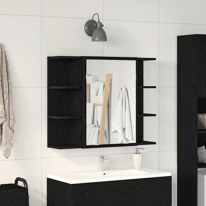 Spejlskab Sort eg 80 x 20,5 x 64 cm Konstrueret træ