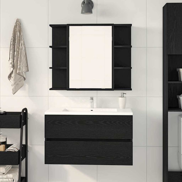 Spejlskab Sort eg 80 x 20,5 x 64 cm Konstrueret træ