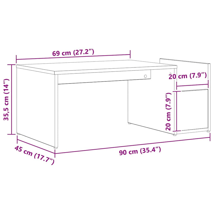 Sofabord Sort eg 90 x 45 x 35 cm Konstrueret træ