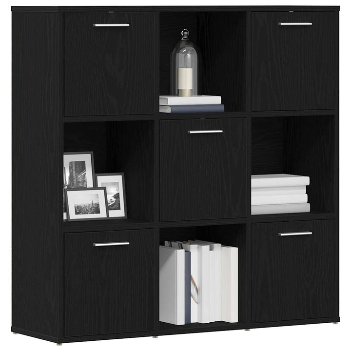 bogreol 90x28x90 cm konstrueret træ sort egetræsfarve