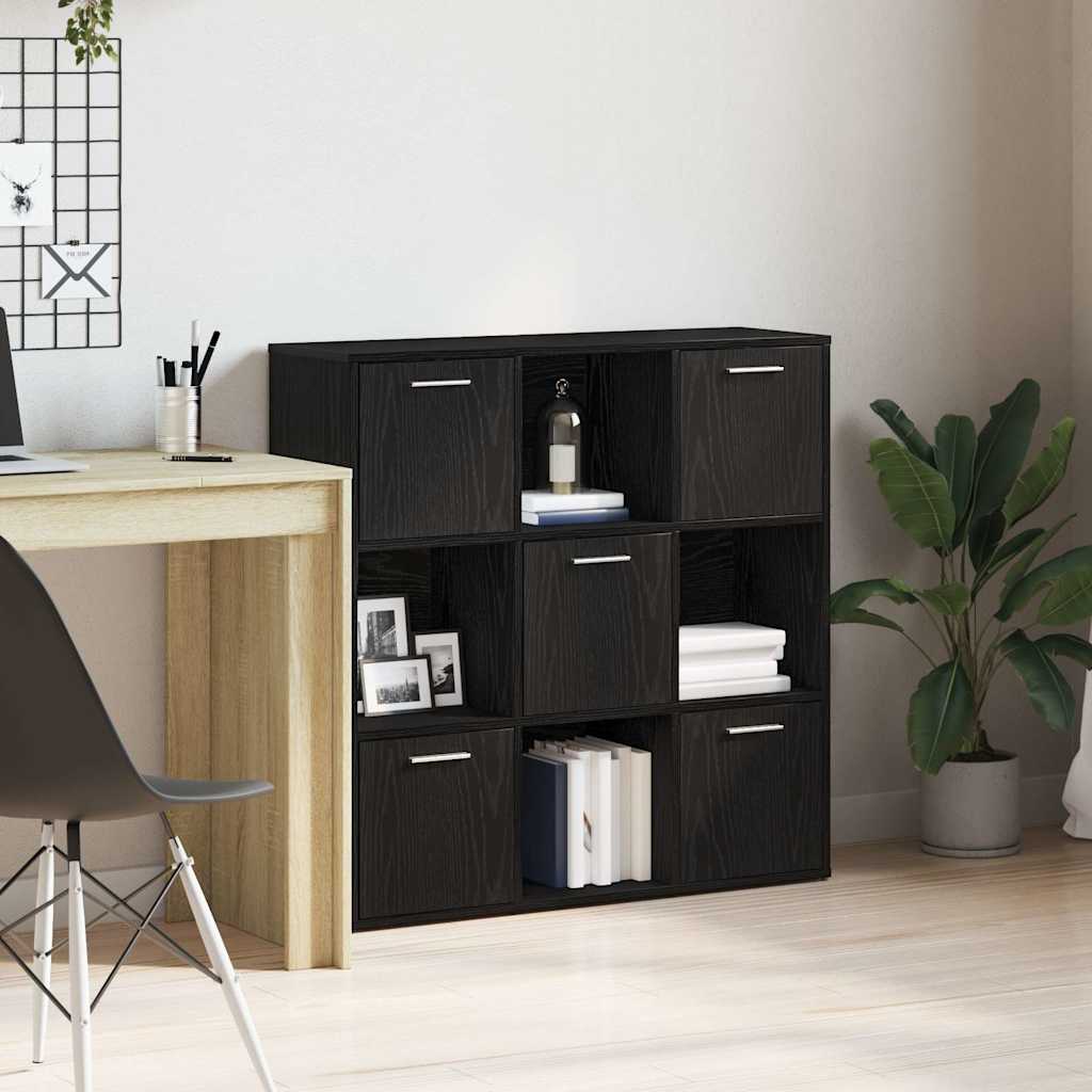 bogreol 90x28x90 cm konstrueret træ sort egetræsfarve