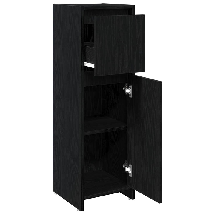 Badeværelsesskab Sort eg 30 x 30 x 95 cm Konstrueret træ