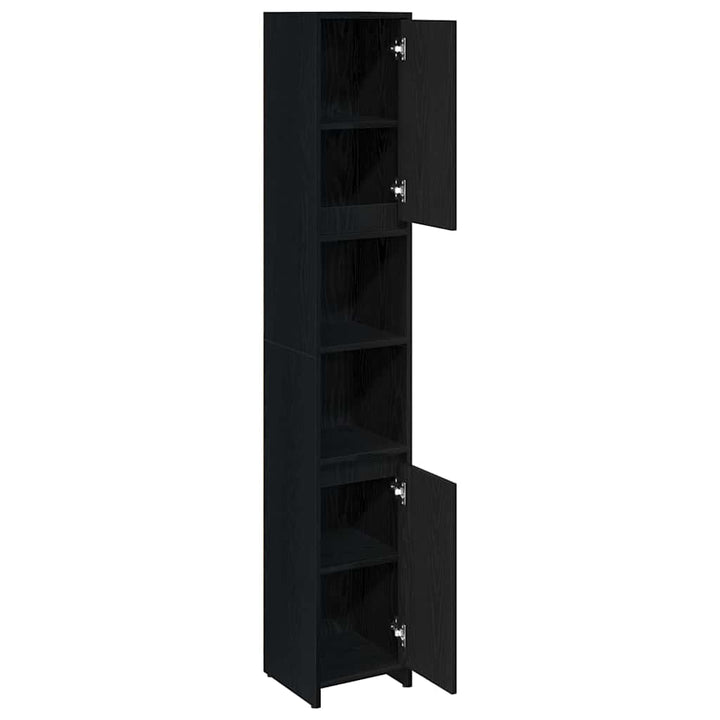 Badeværelsesskab Sort eg 30 x 30 x 183,5 cm Konstrueret træ