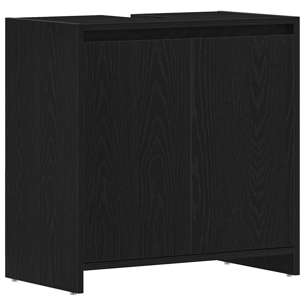 badeværelsesskab 60x33x60 cm konstrueret træ sort egetræ