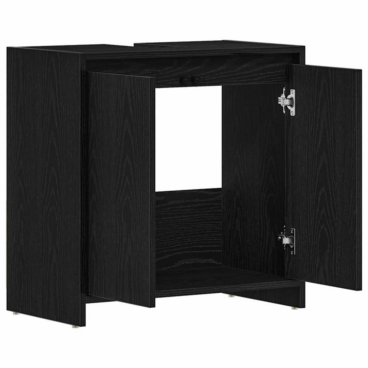 badeværelsesskab 60x33x60 cm konstrueret træ sort egetræ