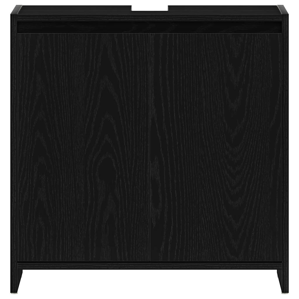 badeværelsesskab 60x33x60 cm konstrueret træ sort egetræ