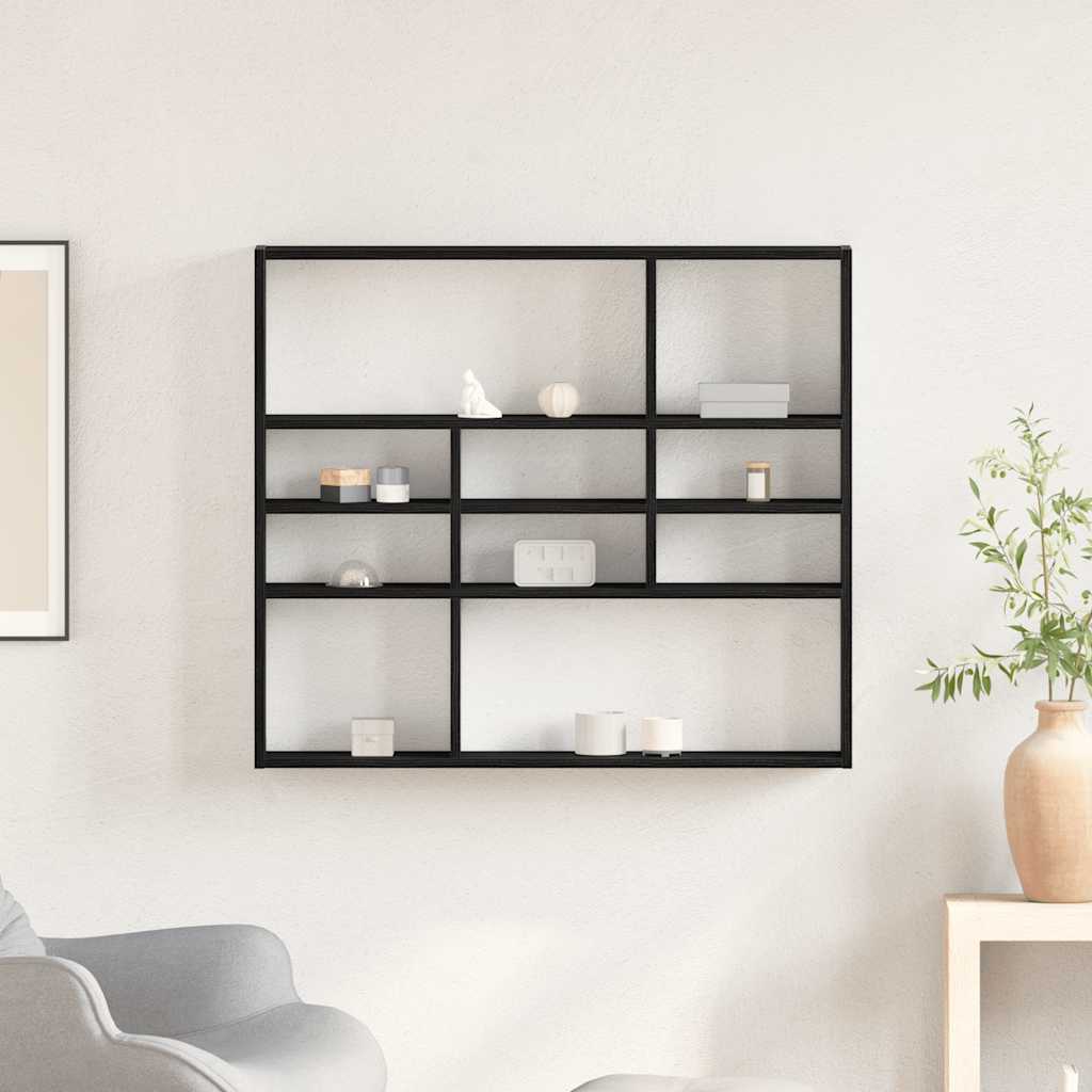 væghylde 90x16x78 cm konstrueret træ sort egetræsfarve