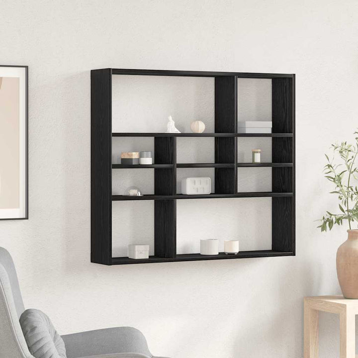 væghylde 90x16x78 cm konstrueret træ sort egetræsfarve