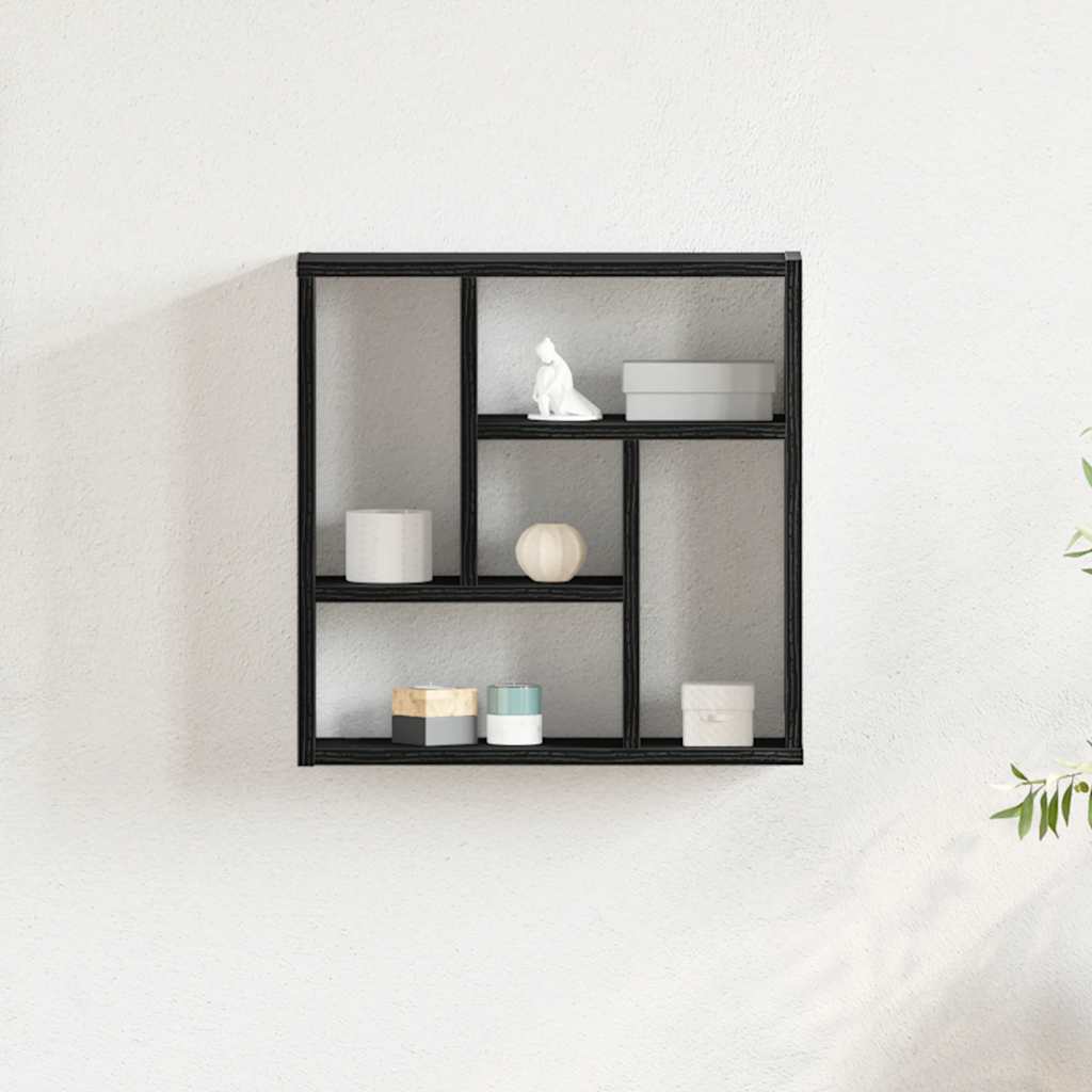 væghylde 45x16x45 cm konstrueret træ sort egetræsfarve