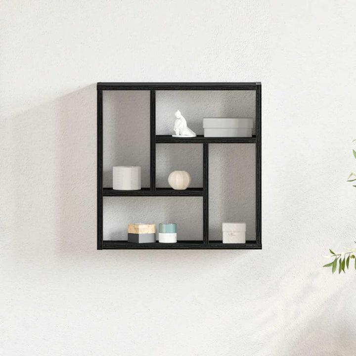 væghylde 45x16x45 cm konstrueret træ sort egetræsfarve