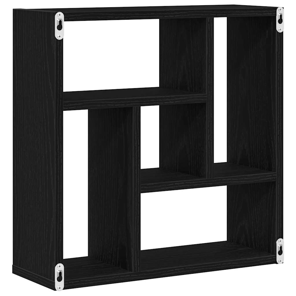 væghylde 45x16x45 cm konstrueret træ sort egetræsfarve