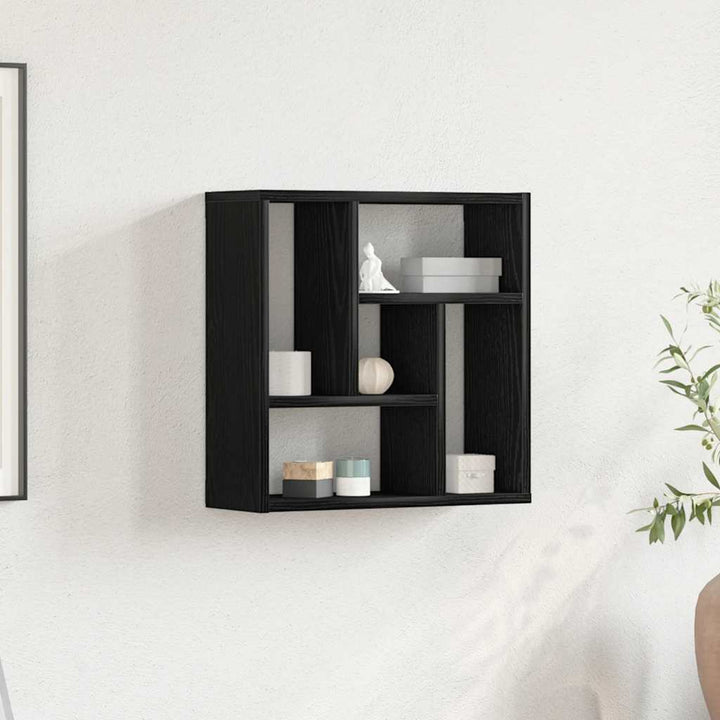 væghylde 45x16x45 cm konstrueret træ sort egetræsfarve