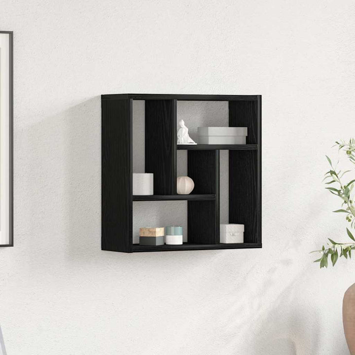 væghylde 45x16x45 cm konstrueret træ sort egetræsfarve