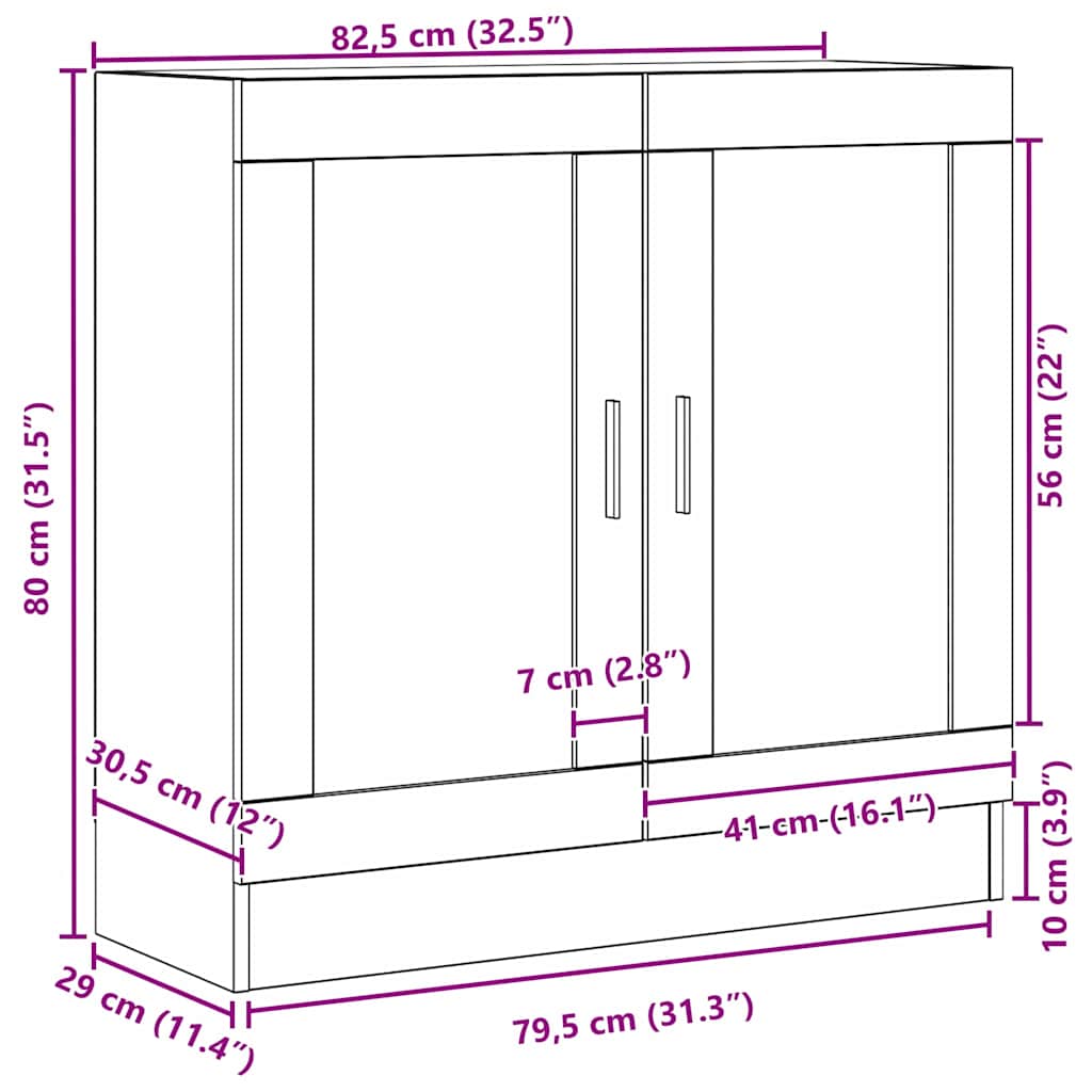 Bogskab Sort eg 82,5 x 30,5 x 80 cm Konstrueret træ