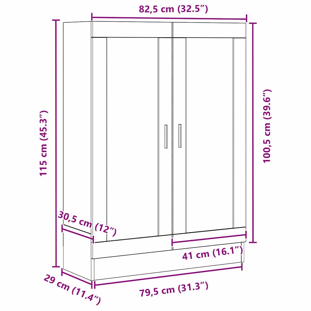 Bogskab Sort eg 82,5 x 30,5 x 115 cm Konstrueret træ