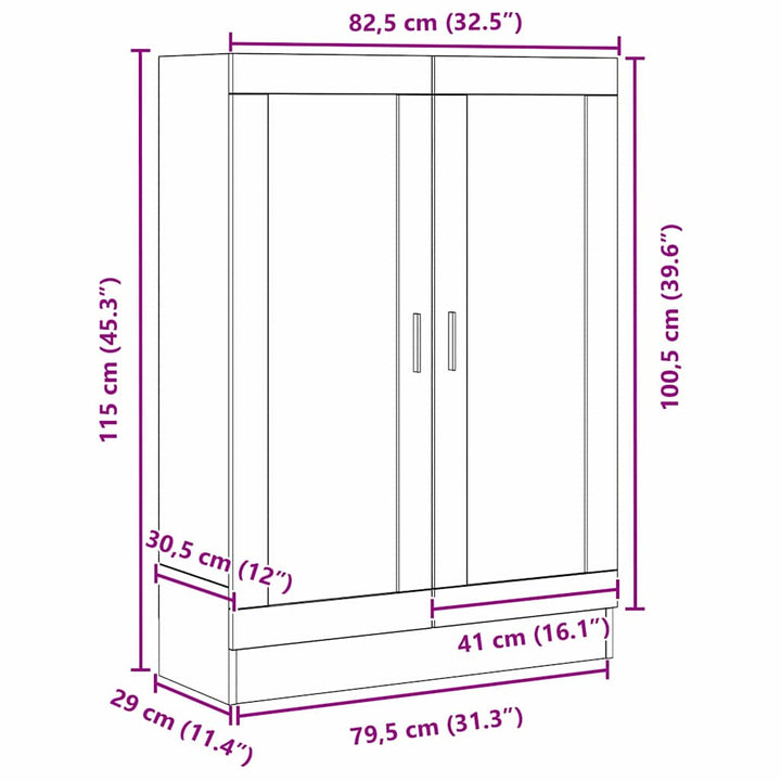Bogskab Sort eg 82,5 x 30,5 x 115 cm Konstrueret træ