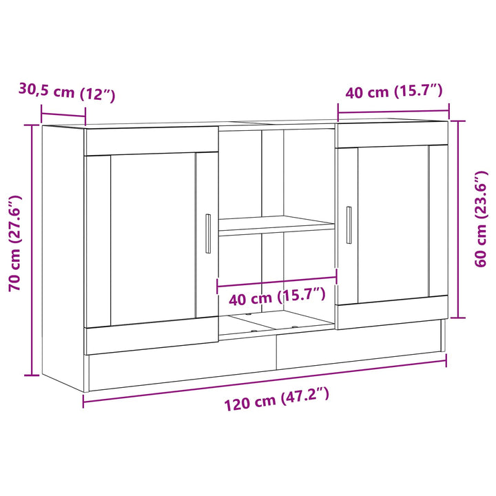 Sideboard Sort eg 120 x 30,5 x 70 cm Konstrueret træ