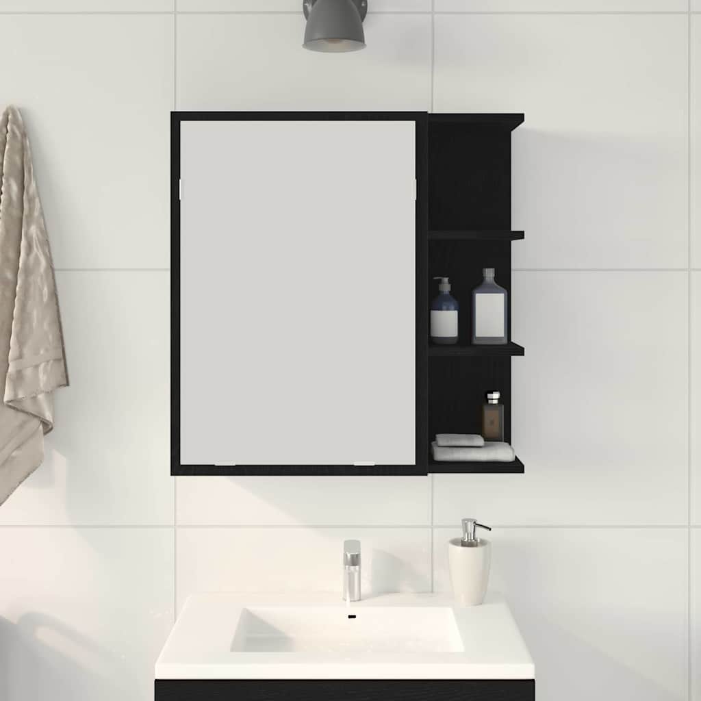 Badeværelsesspejlskab Sort eg 62,5 x 20,5 x 64 cm