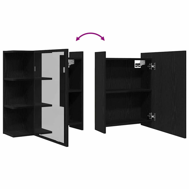 Badeværelsesspejlskab Sort eg 62,5 x 20,5 x 64 cm