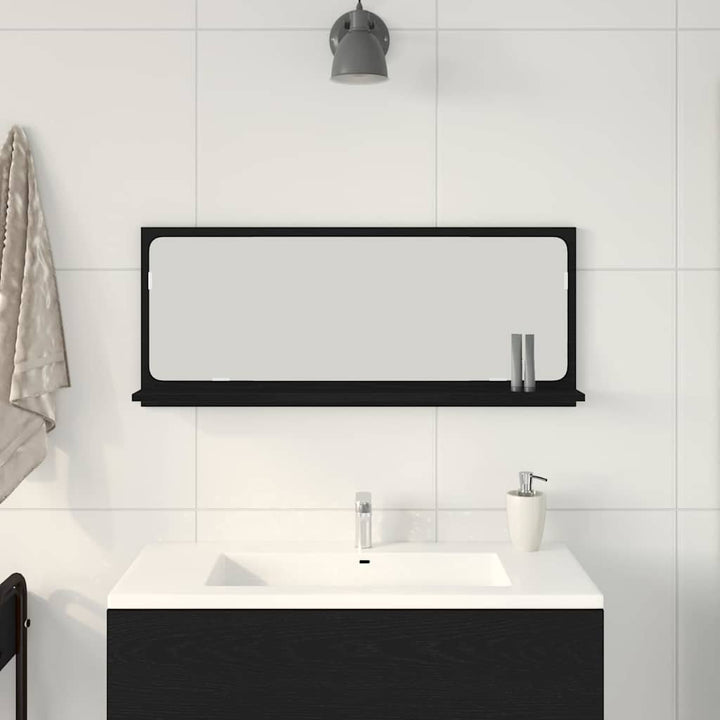 Spejlhylde med hylde Sort eg 90 x 10,5 x 37 cm Konstrueret træ