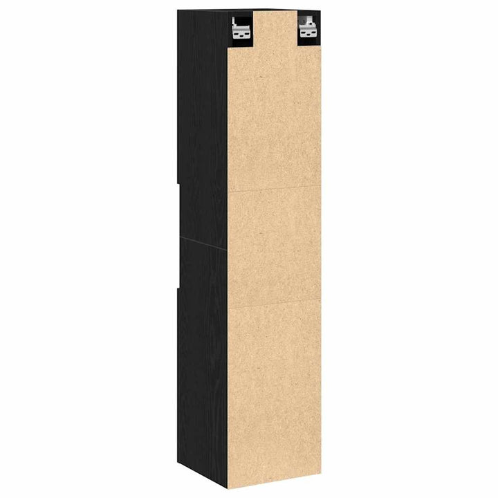 Badeværelsesskab Sort eg 30 x 30 x 130 cm Konstrueret træ