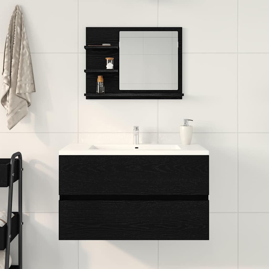 badeværelsesspejl 60x10,5x45 cm konstrueret træ sort eg