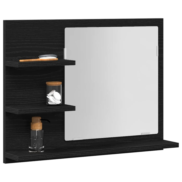 badeværelsesspejl 60x10,5x45 cm konstrueret træ sort eg