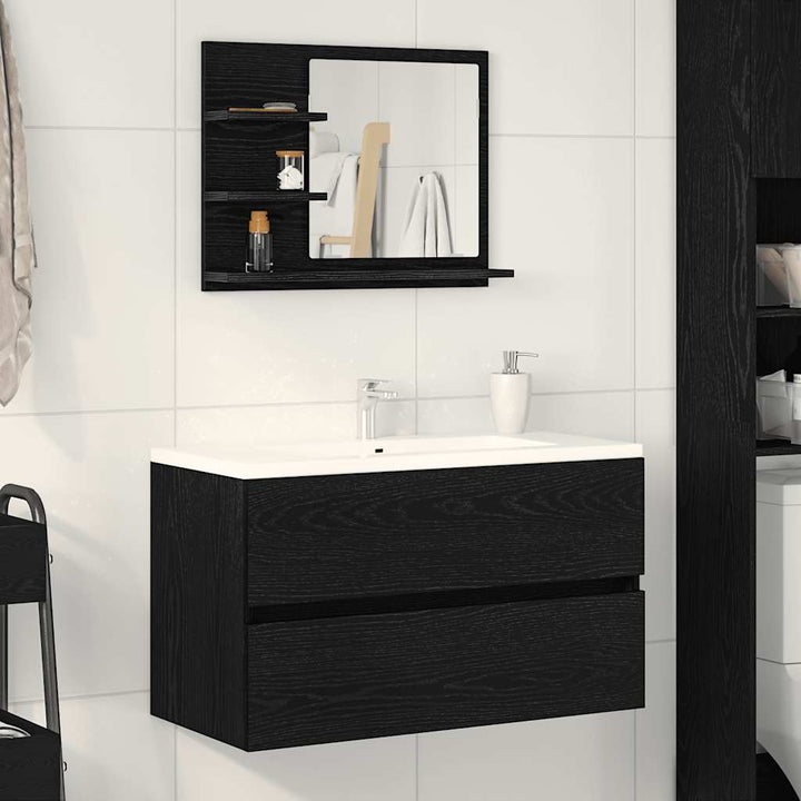 badeværelsesspejl 60x10,5x45 cm konstrueret træ sort eg