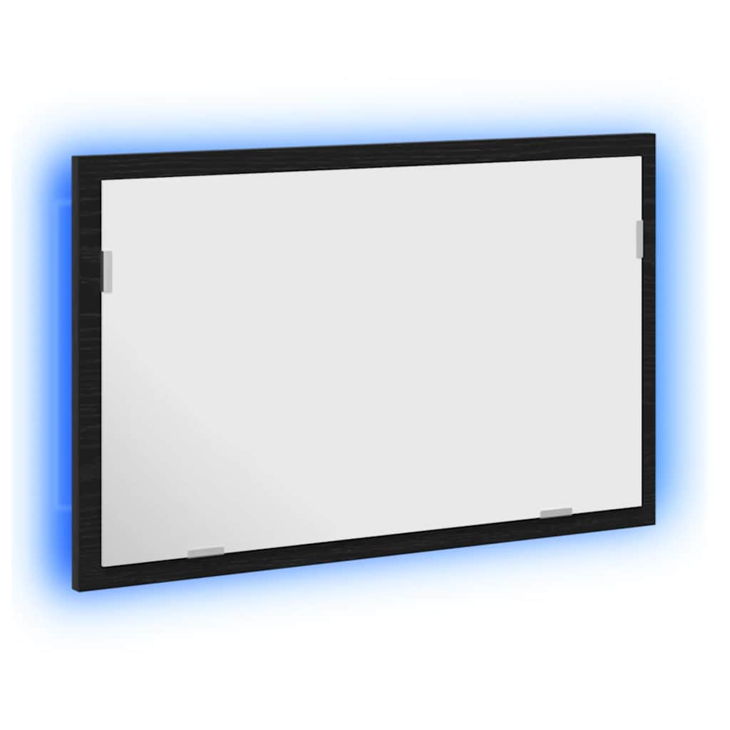 badeværelsesspejl med LED-lys 60x8,5x37 cm sort egetræsfarve