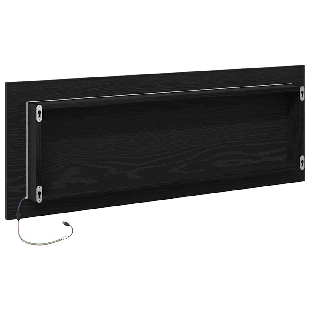 LED badeværelsesspejl Sort eg 100 x 8,5 x 37 cm Glas