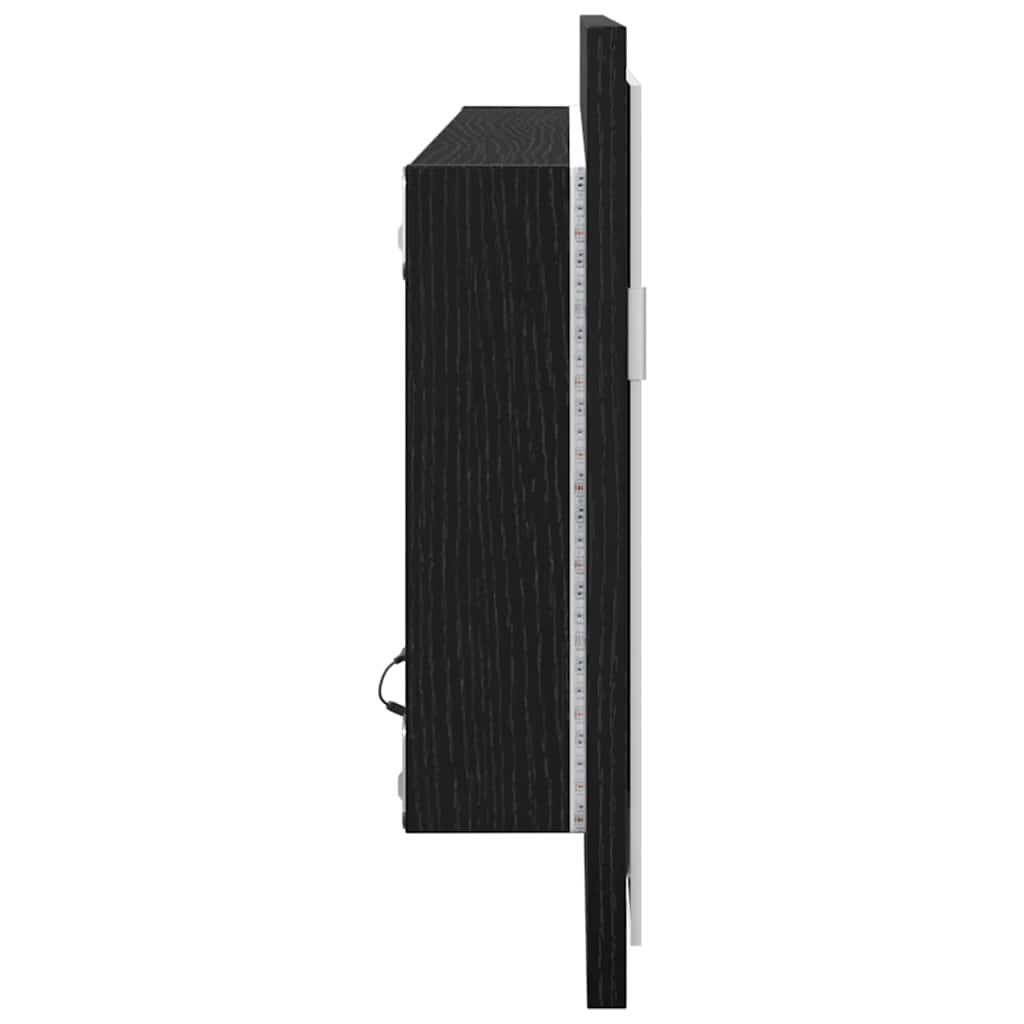LED badeværelsesspejl Sort eg 100 x 8,5 x 37 cm Glas