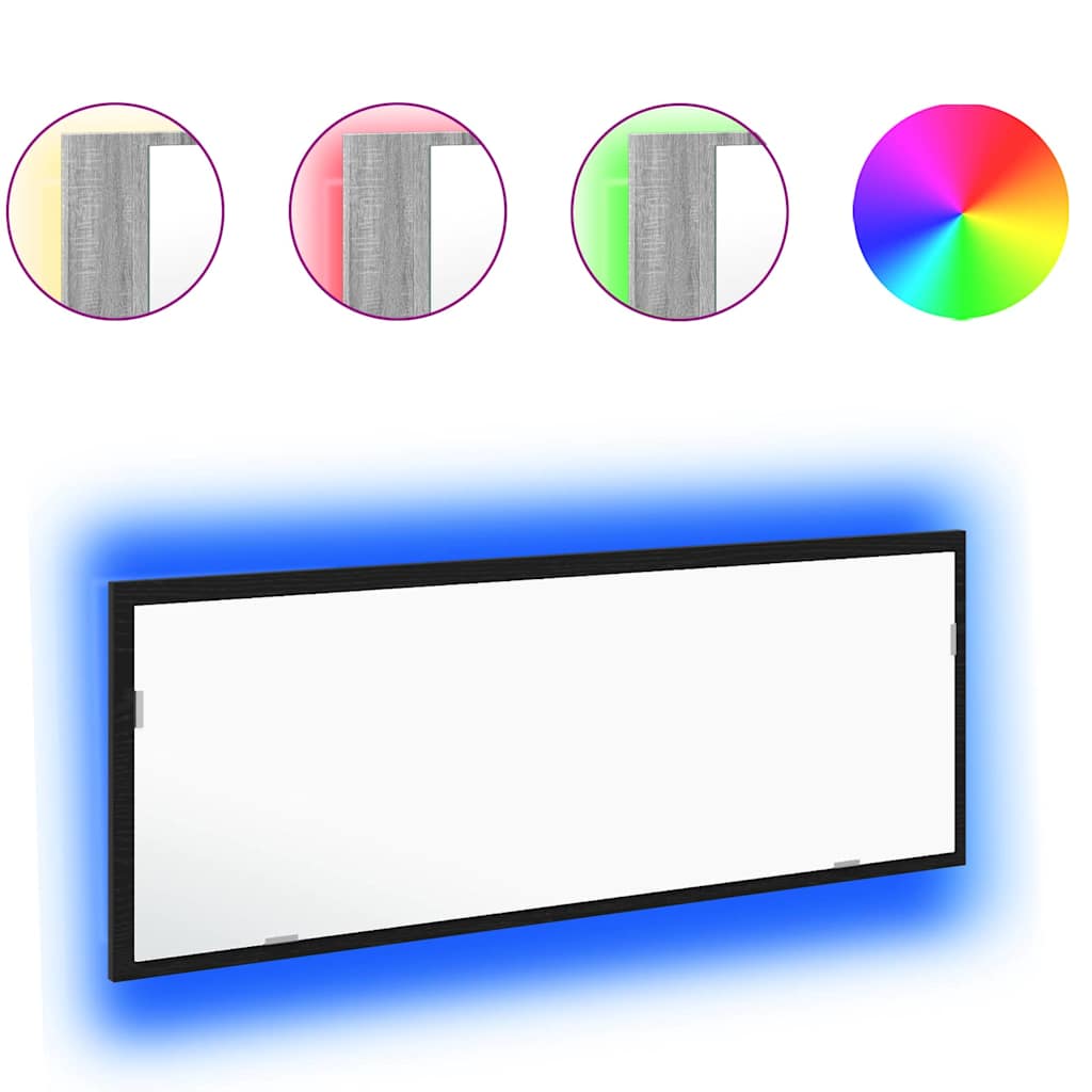 LED badeværelsesspejl Sort eg 100 x 8,5 x 37 cm Glas