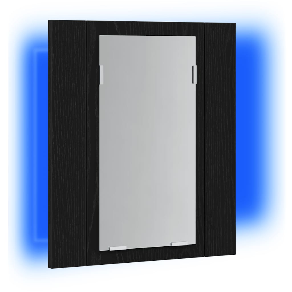 LED spejlskab til badeværelse sort egetræ 40x12x45 cm konstrueret træ