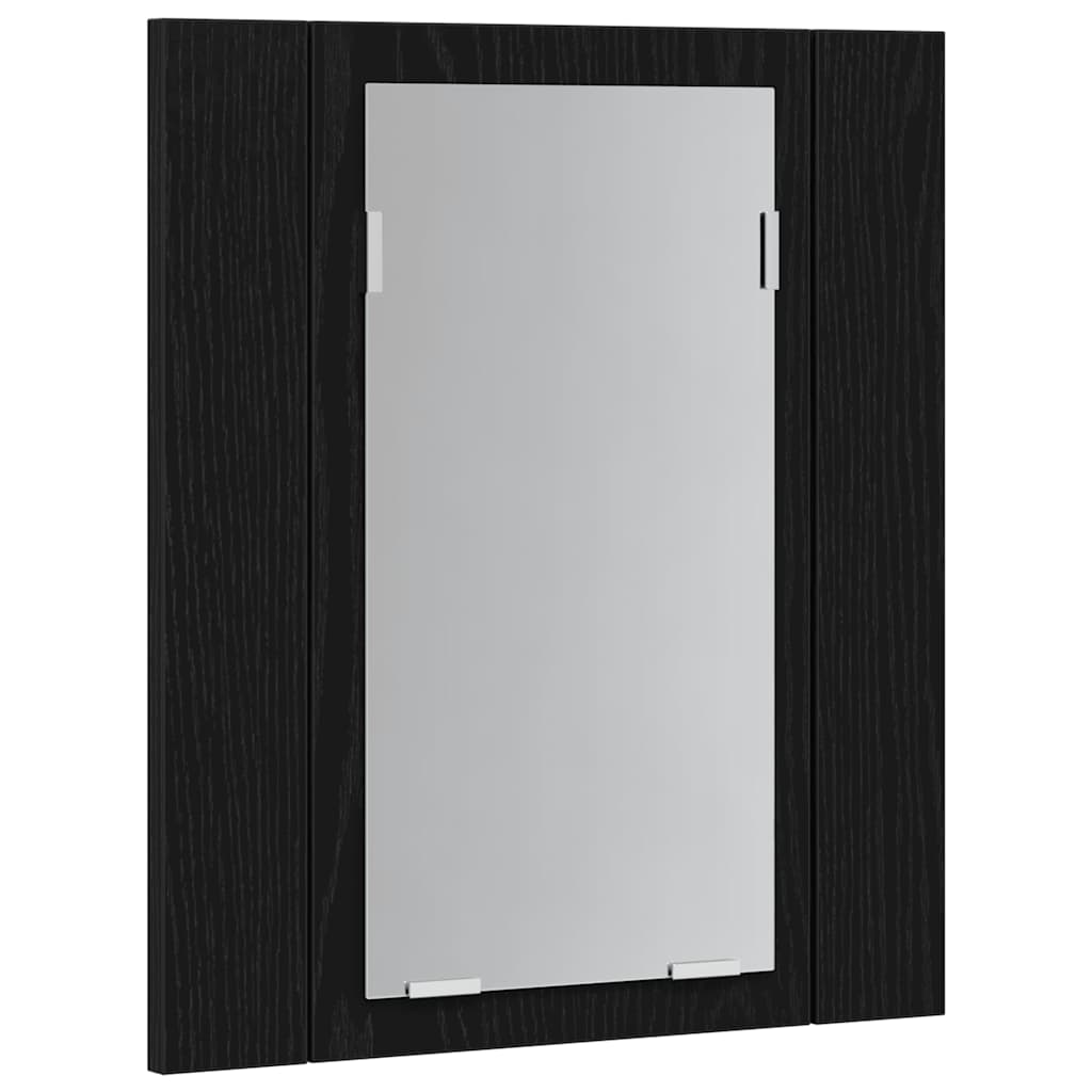 LED spejlskab til badeværelse sort egetræ 40x12x45 cm konstrueret træ