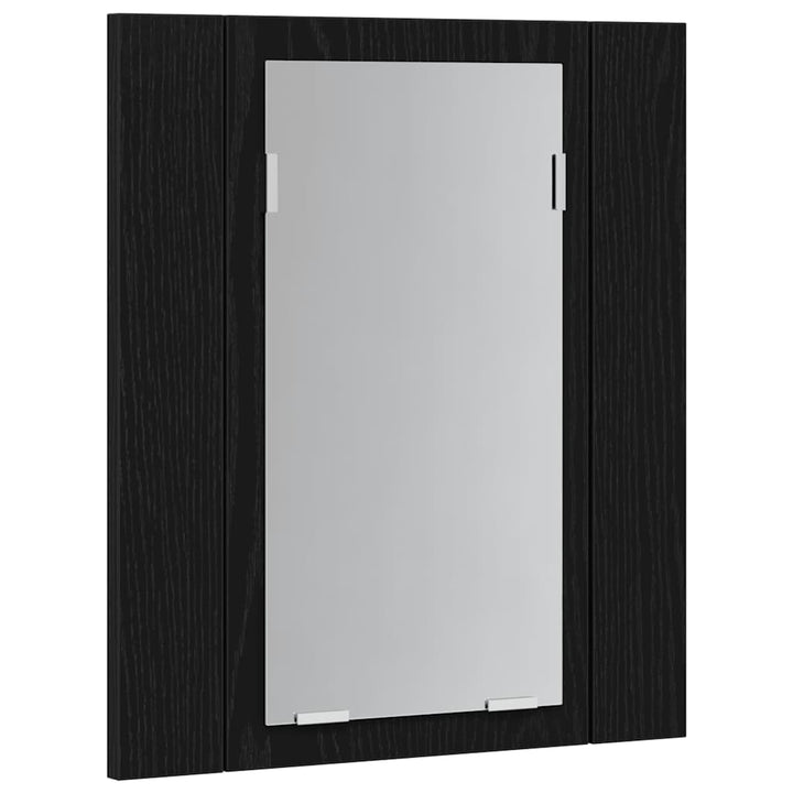 LED spejlskab til badeværelse sort egetræ 40x12x45 cm konstrueret træ