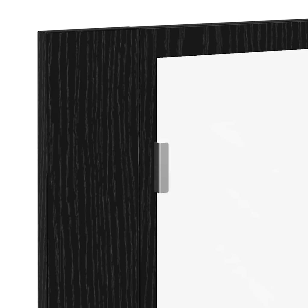 Badeværelsesspejlskab Sort eg 60 x 12 x 45 cm Konstrueret træ
