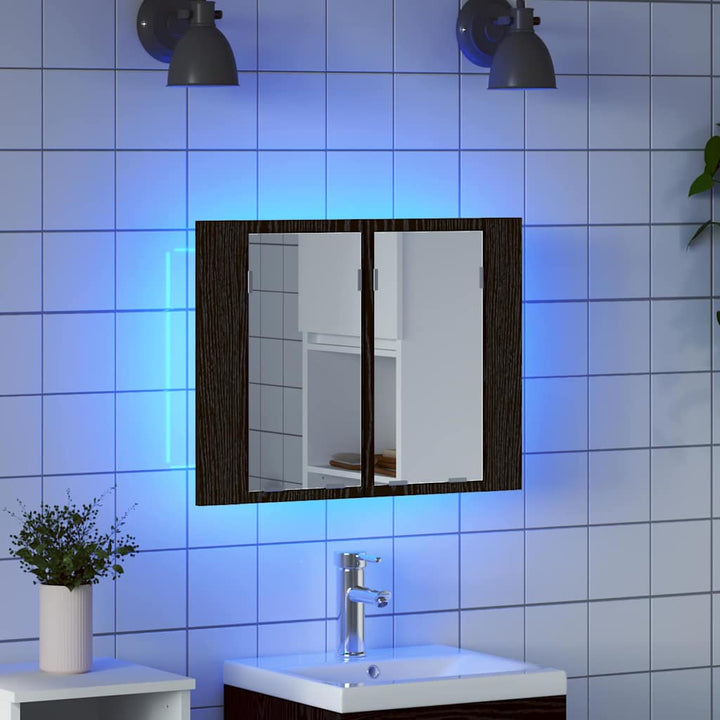 Badeværelsesspejlskab Sort eg 60 x 12 x 45 cm Konstrueret træ