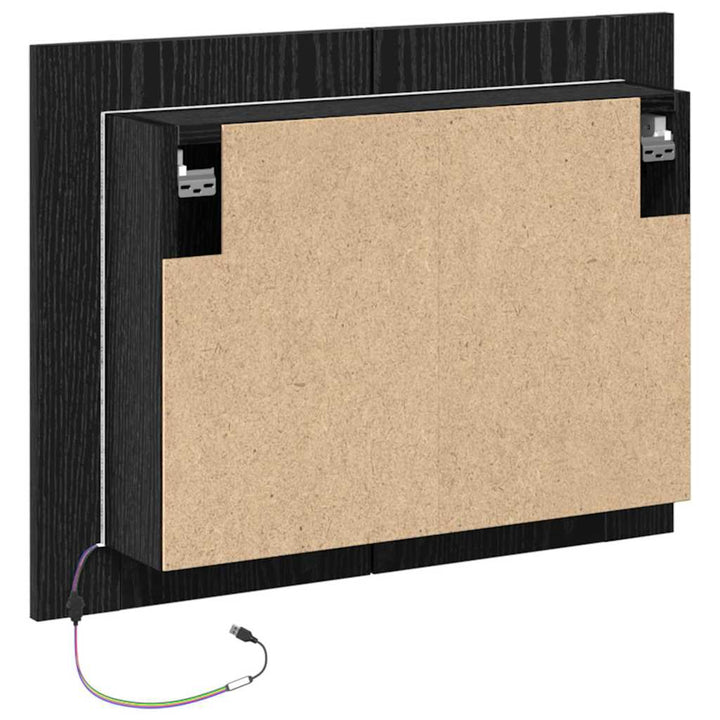 Badeværelsesspejlskab Sort eg 60 x 12 x 45 cm Konstrueret træ