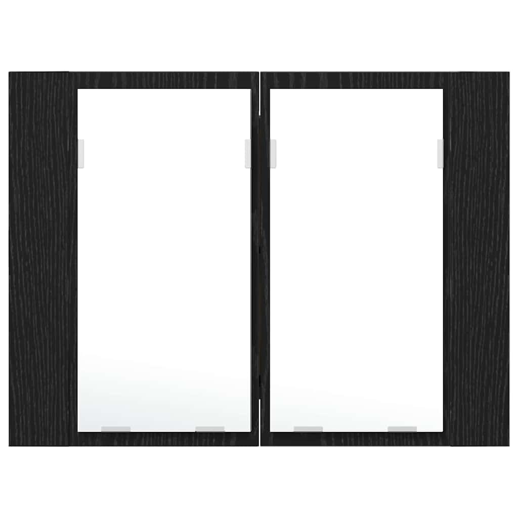 Badeværelsesspejlskab Sort eg 60 x 12 x 45 cm Konstrueret træ