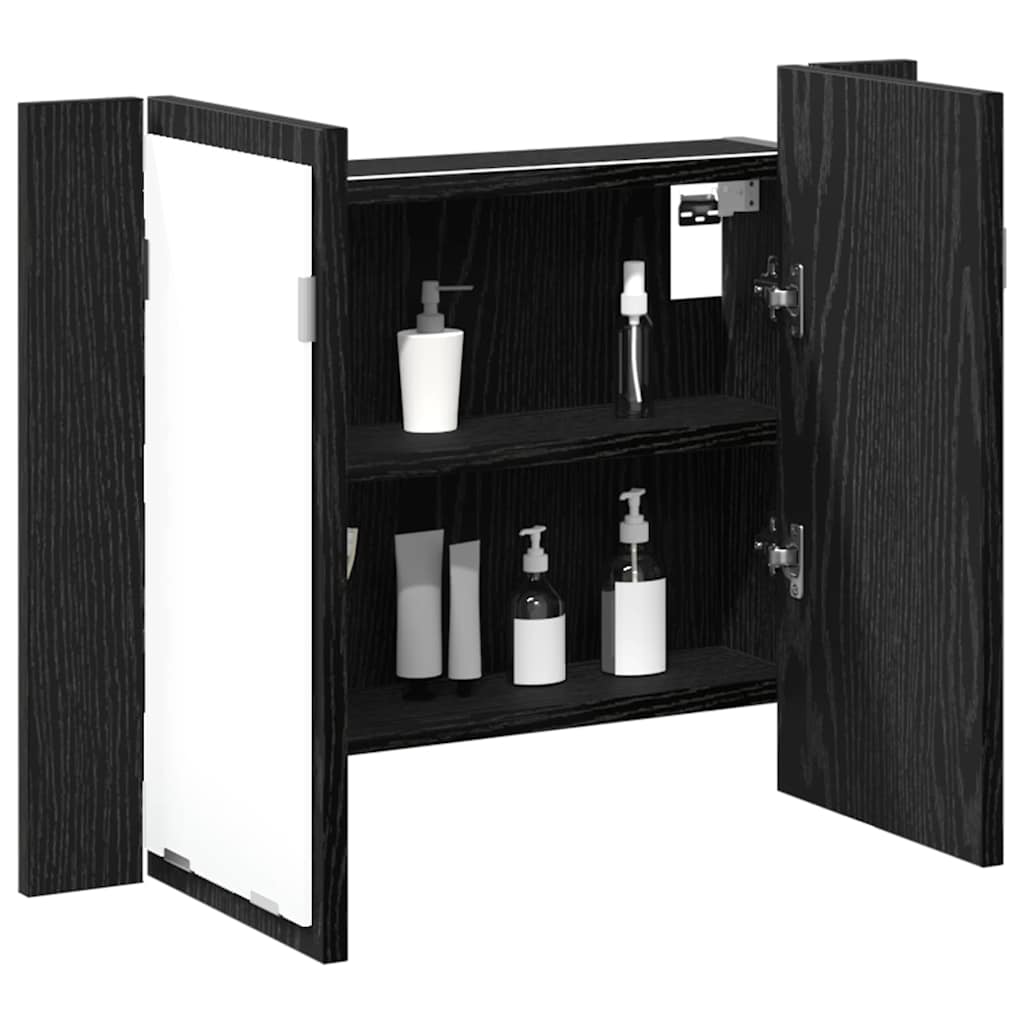 Badeværelsesspejlskab Sort eg 60 x 12 x 45 cm Konstrueret træ